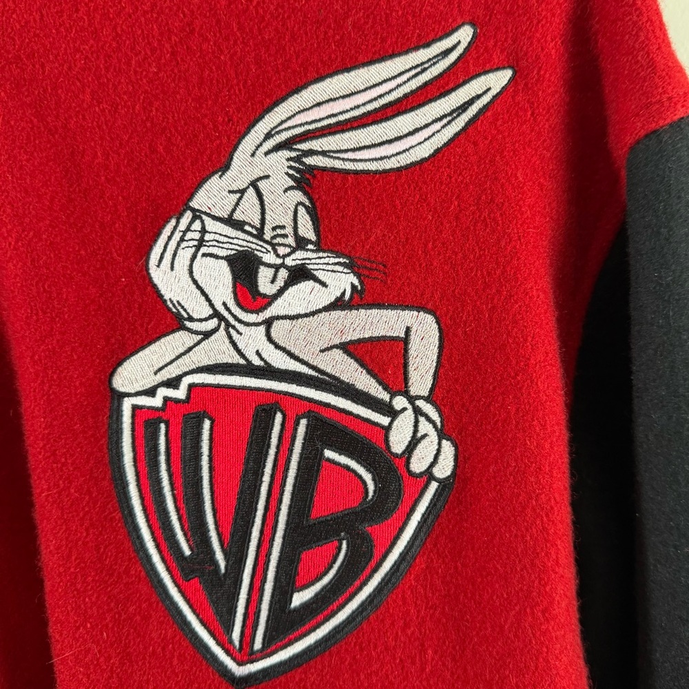 Vintage Warner Bros Bugs Bunny Varsity Jacket – Red & Black Wool Blend – Medium - Picture 3 of 6